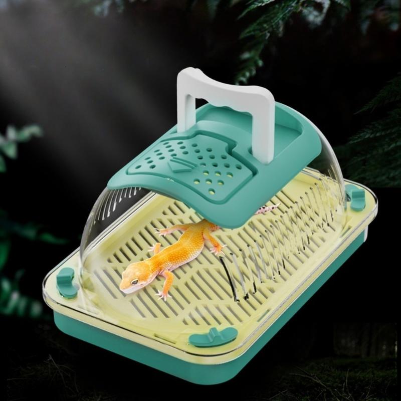 Lizards Box Container with Feeding Port Detachable Bottom Base and Handle Spacious Reptiles Keeper Enclosure