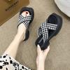 2025 New Cross-woven Thick-soled Roman Sandals Women's Retro Square Head Fashion Wear One-word Beach Shoes Women