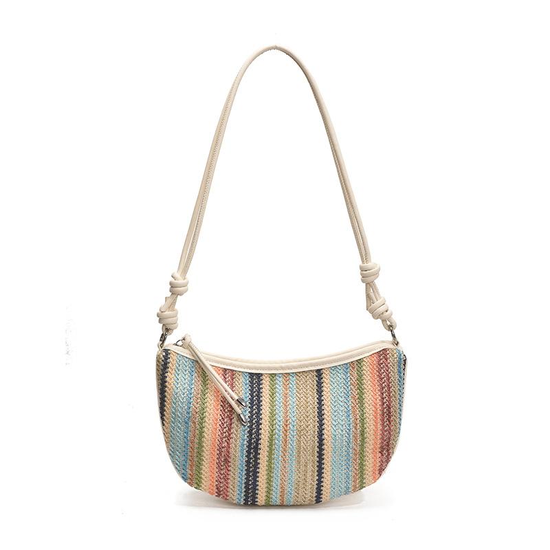 Bohemian straw bag women's summer 2025 new rainbow messenger dumpling woven bag seaside vacation beach bag