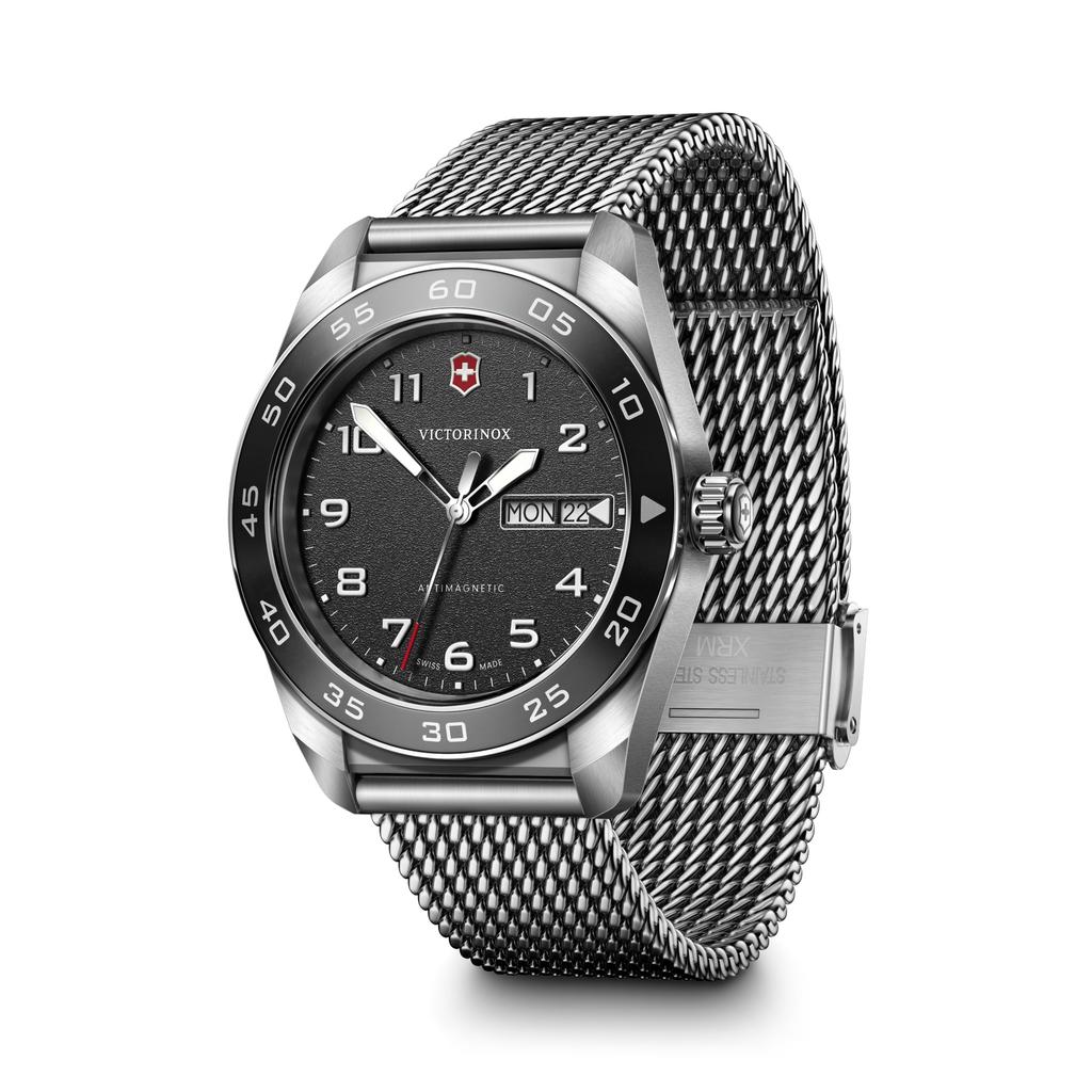 VICTORINOX SWISS ARMY Analog Waterproof Quartz Black Mesh Stainless Steel Case Interchangeable Brand Gift Men's Watch, Dial, Bracelet, (316L), Strap,