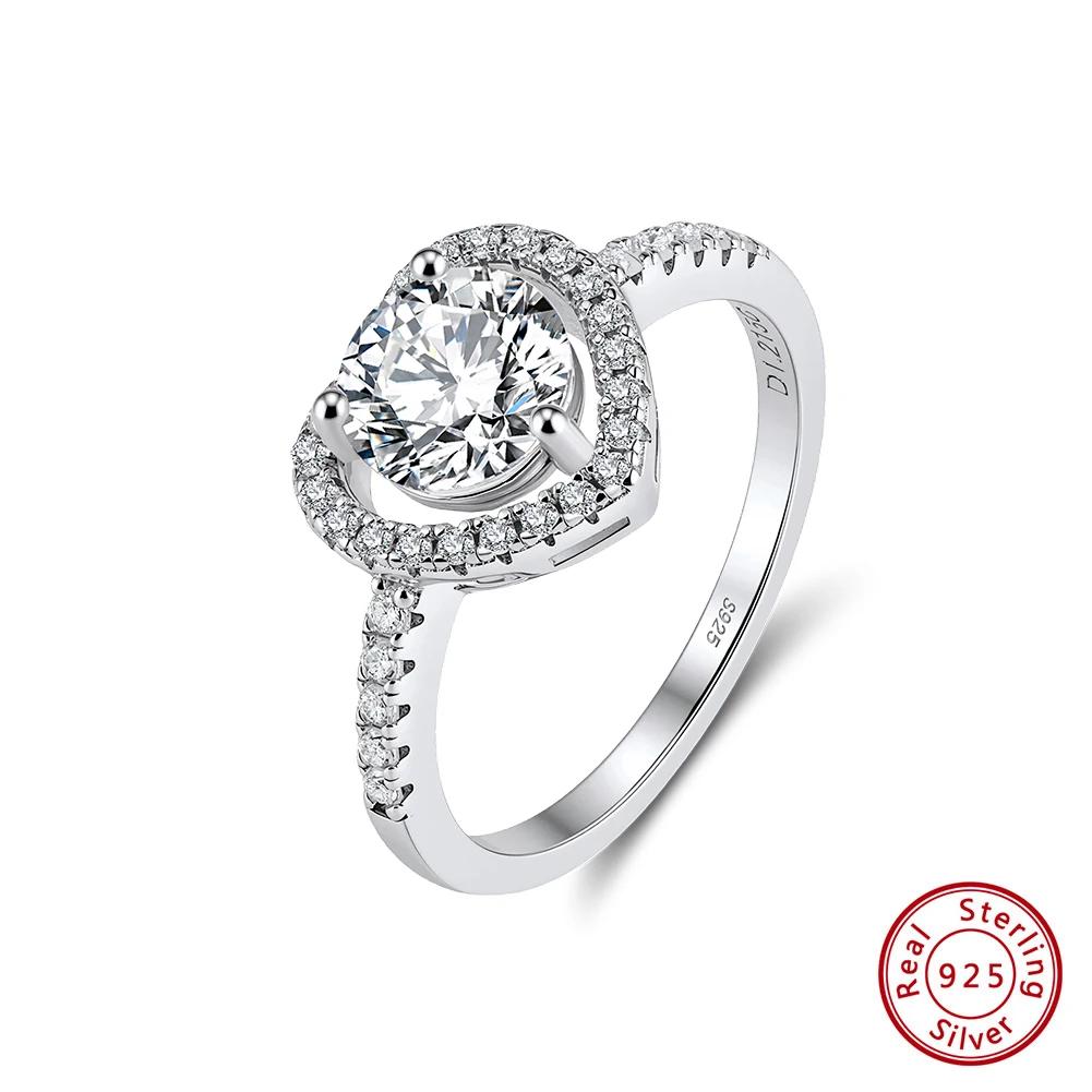 

ORSA JEWELS 925 Silver D Color Heart Moissanite Engagement Ring for Women Brilliant Lab Diamond Promise Band Party Jewelry MOR14 5