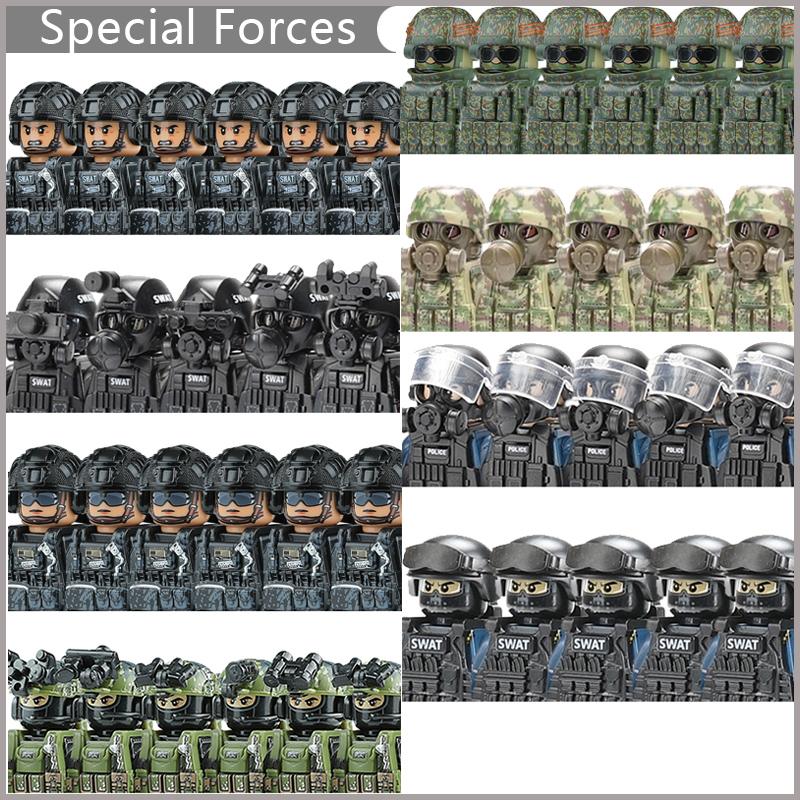 Militär Spezialkräfte Serie Bausteine Stadt Polizei Kommando SWAT Armee Soldat Figur Gasmaske Waffen Steine Spielzeug
