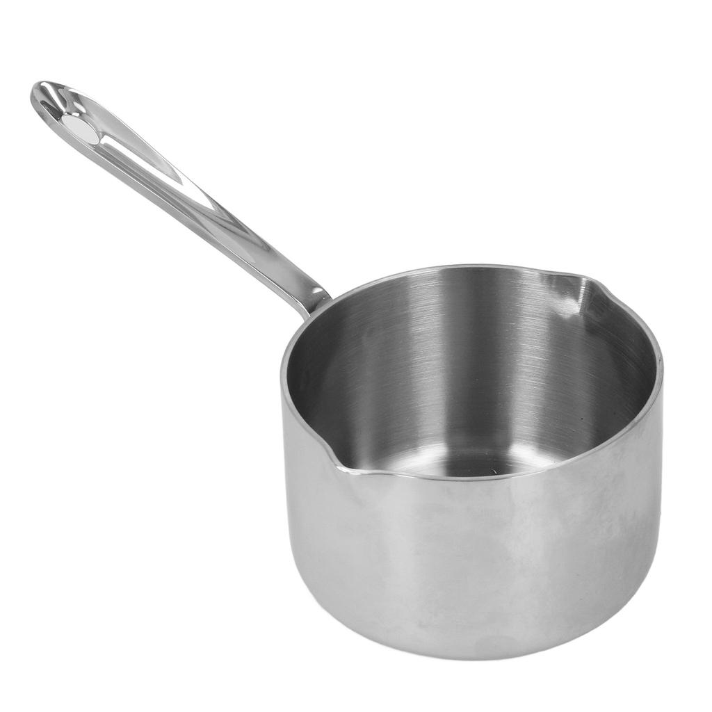 Stainless Steel Hot Milk Pot Chocolate Boiled Sugar Cheese Butter Melting Pot with Dual Pour Spouts