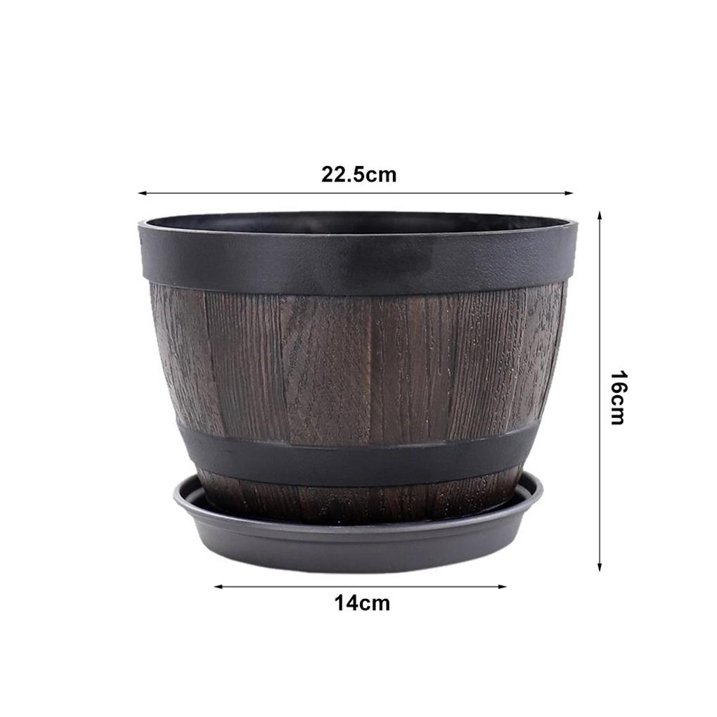 Ulație Butoaie de Lemn 9 Inch Ghiveci de Rășină pentru Flori Stil Vintage Găleată Plantator Decor Acasă Exterior Terasă Fermă