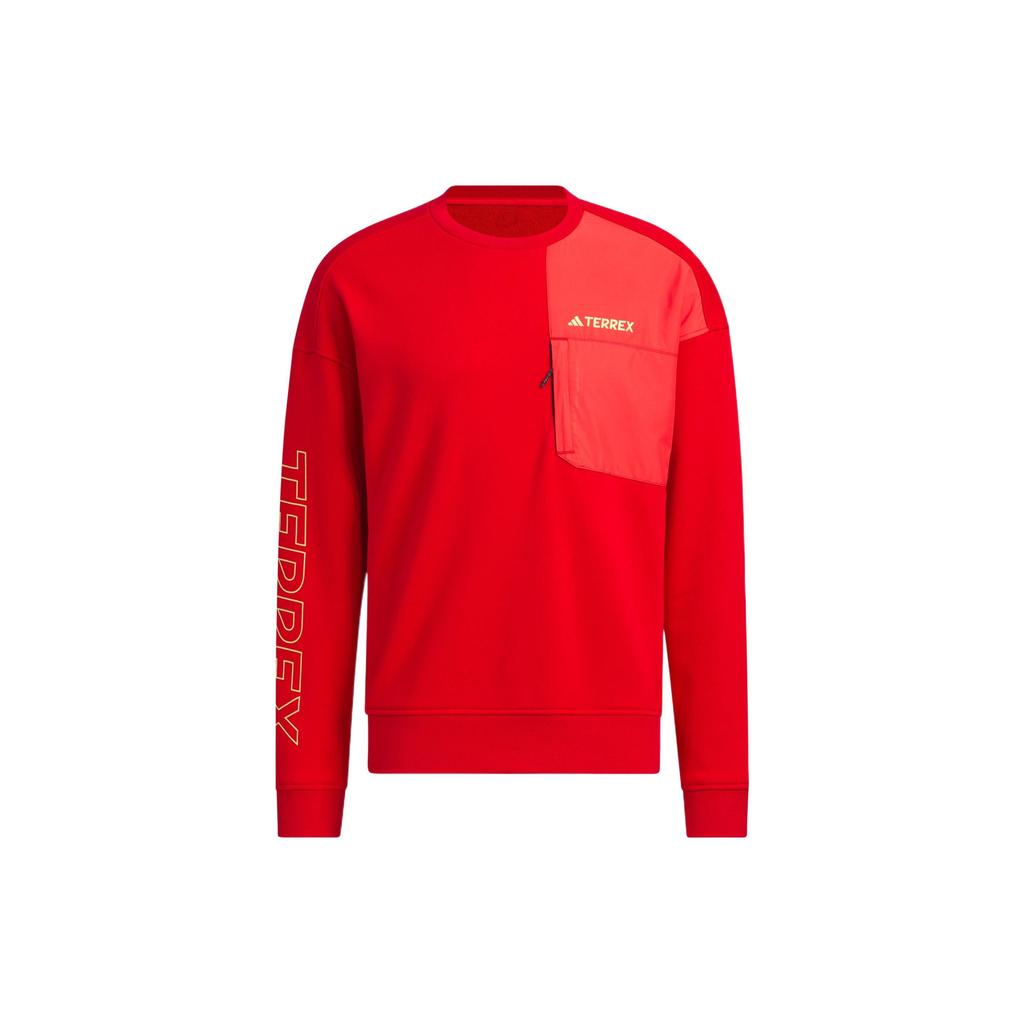 Adidas Logo Print Crewneck Sweatshirt Men Tops Red IP9948