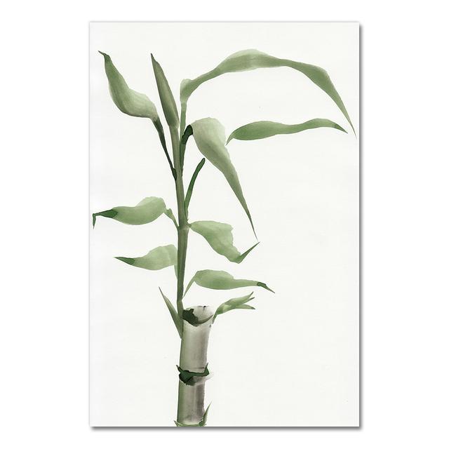 Bamboo Leaf Poster Zen Decoration New Chinese Unreal Abstract Ink Painting Print Wall Art Canvas Painting Picture for Home Decor Unframed