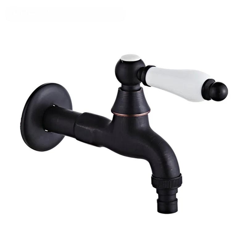Bathroom Black Single Cold Tap Wall Washing Machine Single Tap Cold Water Faucet Garden Black Tap