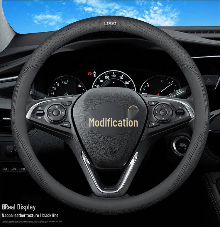 Compatible Leather Steering Wheel Cover for Honda Civic Generations 8-11, No Sewing Required, Slim Design.