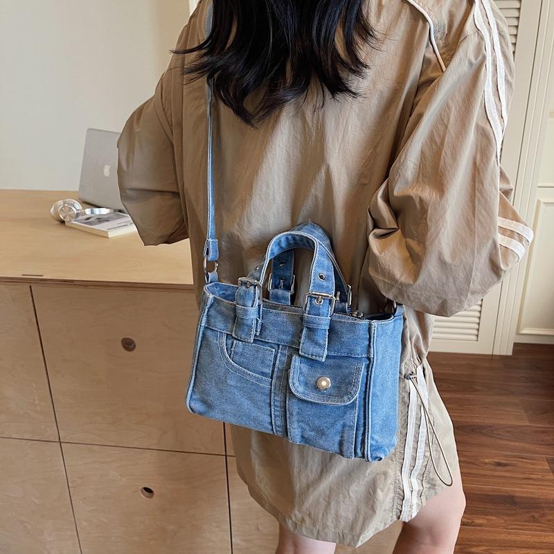 Niche Retro Versatile Washed Denim Handbag Bag New Shoulder Messenger Bag Fashion Casual Bag