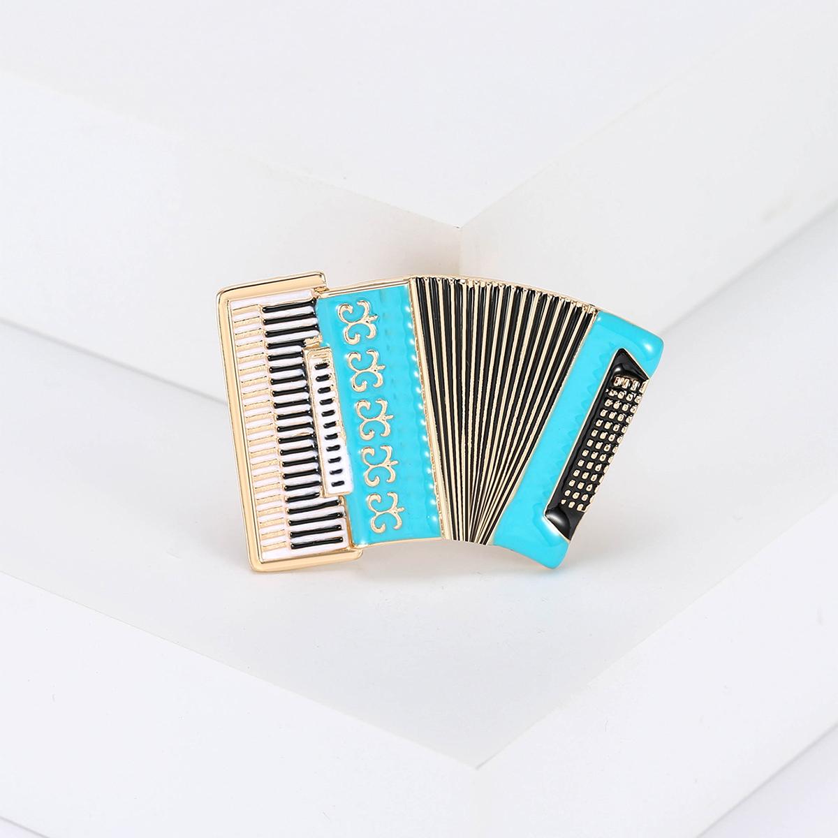 

Fashion Enamel Accordion Brooches for Women Unisex Music Pins Keychain Event Party New Year Gifts Jewelry Decoration Accessories