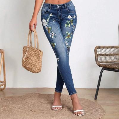 Women's Trousers Large Size Stretch Jeans Loose Semi-Elastic Pants