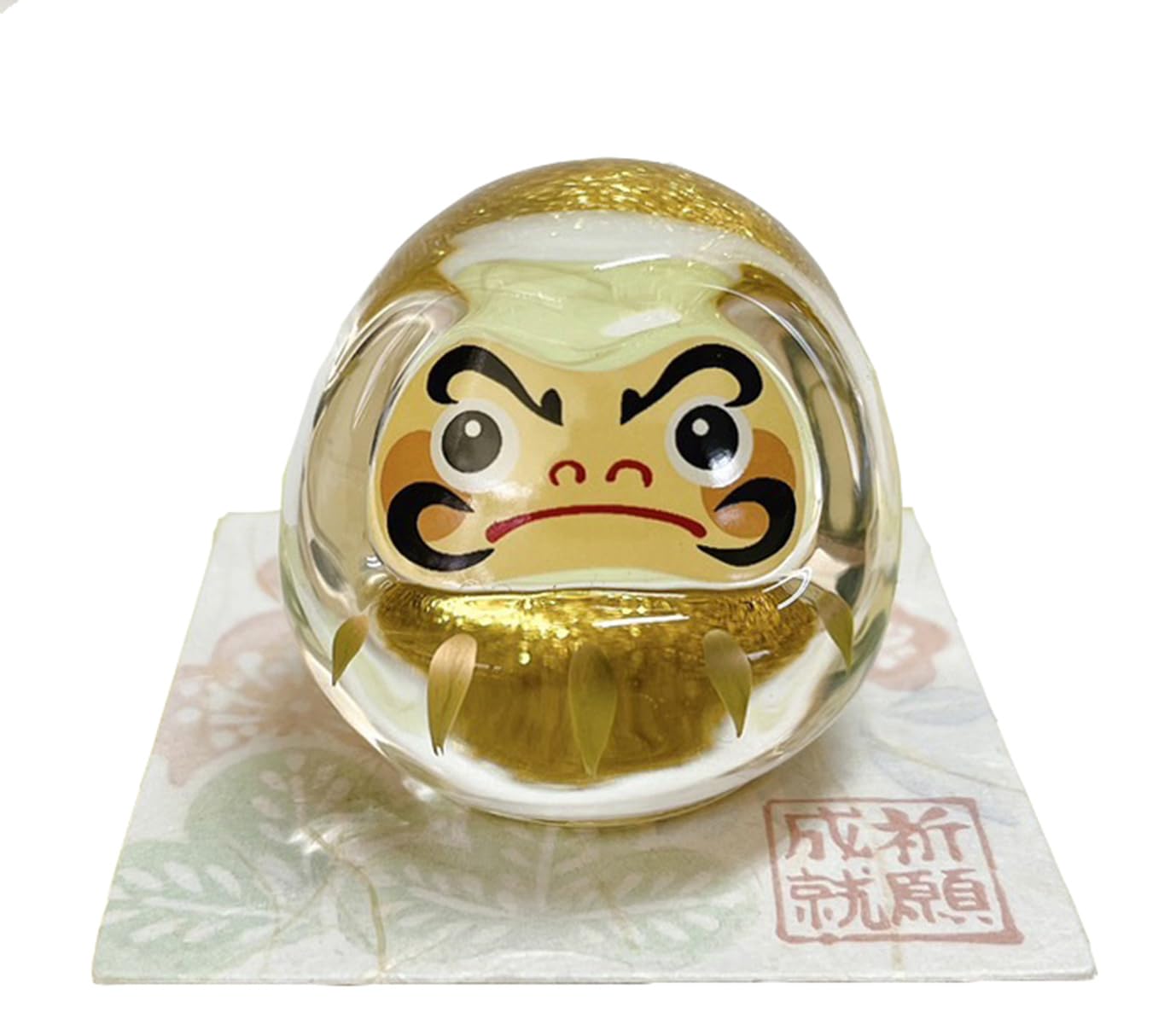 

Craftsman House Good Luck Glass Daruma with Gold Accents
