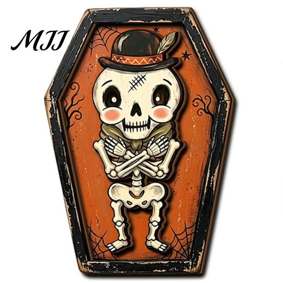 Hanging Decorations for Home Vintage Halloween Wooden Decor, Coffin-Shaped Tabletop Ornaments, Freestanding & Gifts Lovers Ornament Mantel Shelf Porch