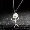 New Fun Cartoon Graffiti Stickman Cute Male and Female Couple Cute Trendy Necklace