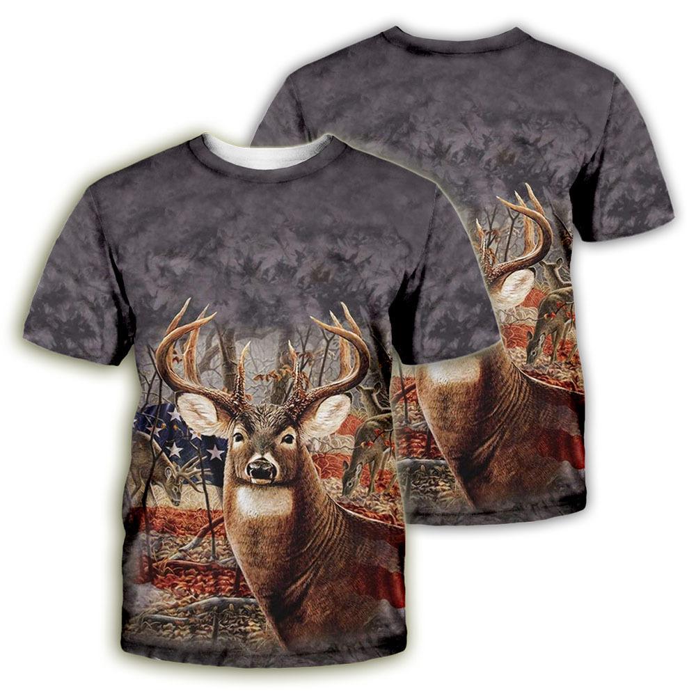 Summer Round Neck Animal & Camouflage Graphic 3D Print Top Fashionable Casual Short Sleeved Men's T-shirts