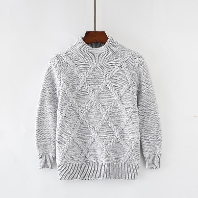 Korean Style Solid Color Fleece Knit High Neck Baby Pullover Sweater