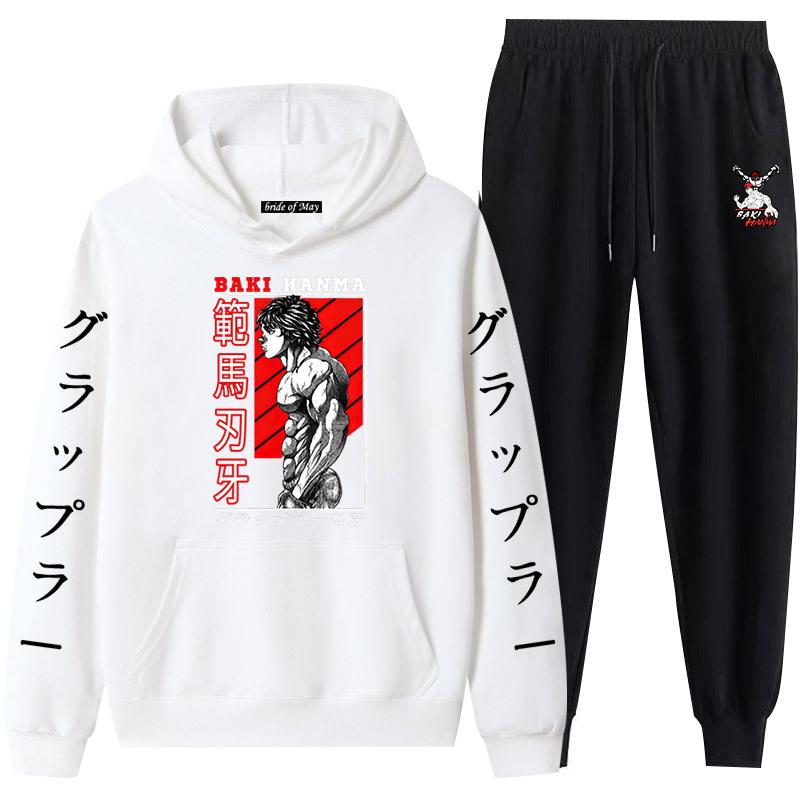 Anime Baki der Grappler Muster Männer der Trainingsanzug Sets Casual Hoodie Und Hosen 2 stücke Sets Mode Sweatshirt Harajuku Pullover