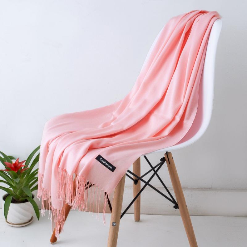 Solid Color Imitation Cashmere Scarf Women, Thin Spring and Summer Long Air Conditioner Shawl, Autumn and Winter Warm Malaysian Headscarf