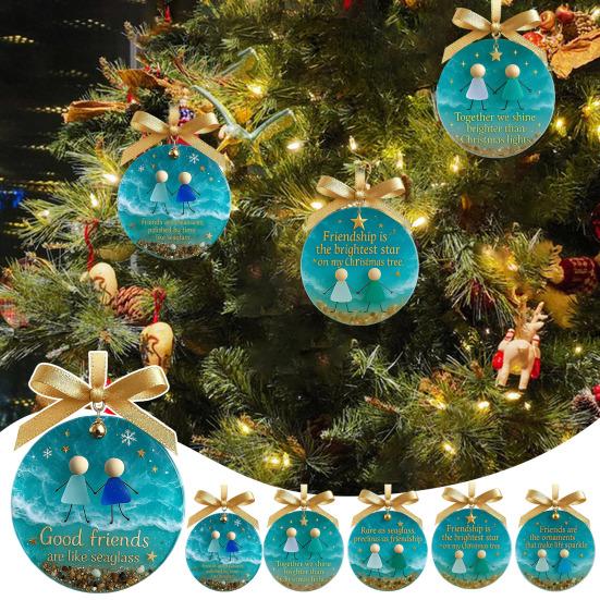 Handmade Sea Glass Art Friendship Ornament Timeless Friendship Keepsake for Best Friends Sea Glass Art Hanging Decoration for Christmas Tree
