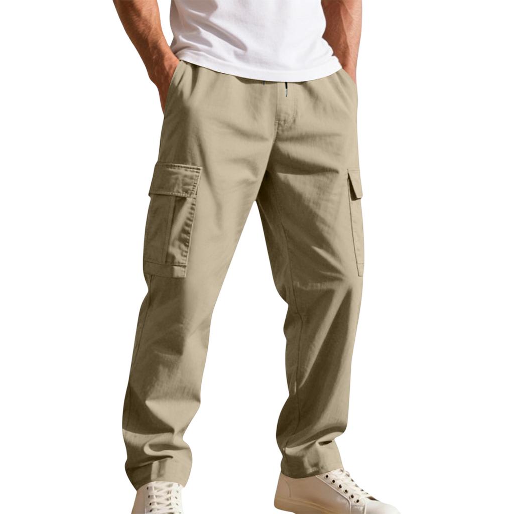 Men's Workwear Casual Stretch Waistband Multi-Pocket Straight-Leg Pants