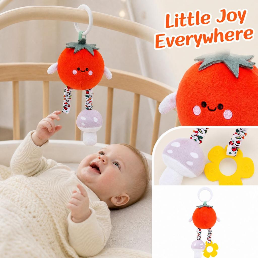 Baby Bedside Mobile with Plush Rattles and Soothing Hanging Toys for Car, Bed, Stroller