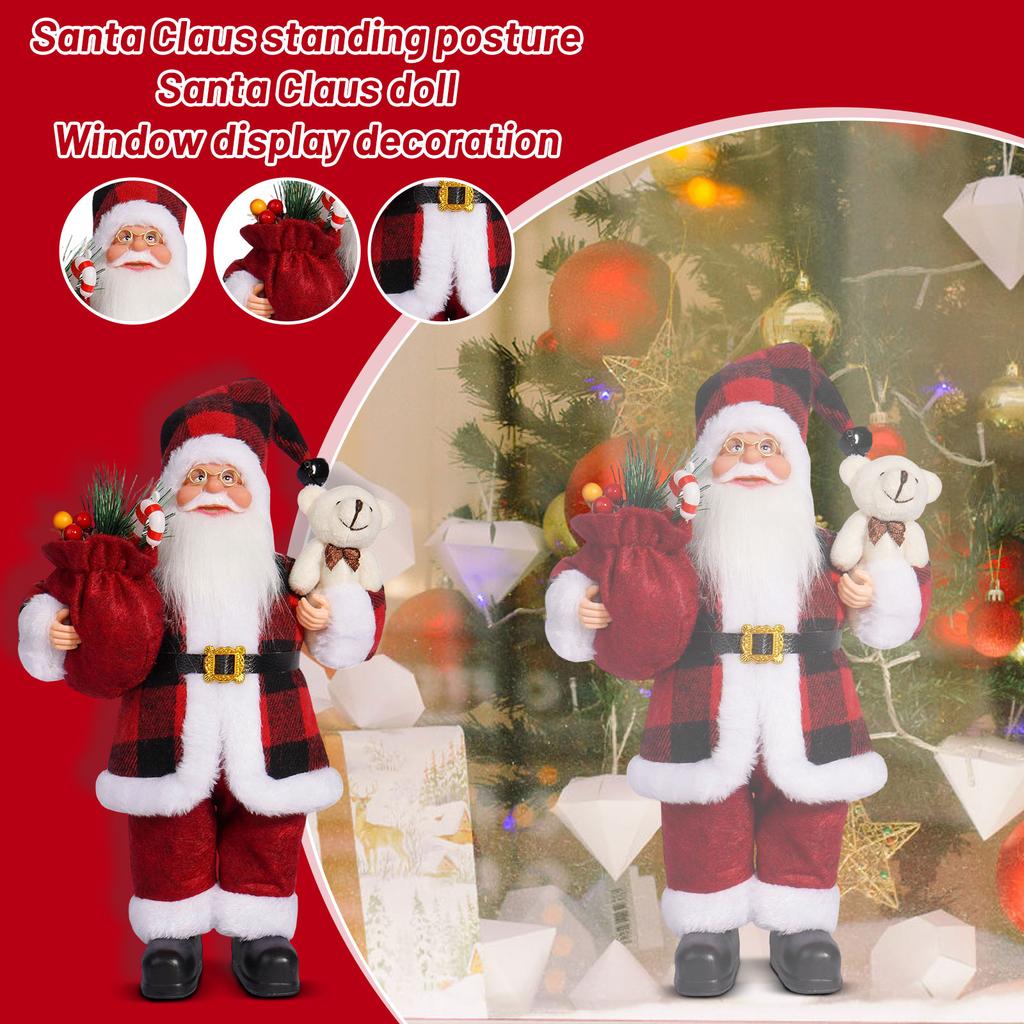 12-inch Figurine, Standing Santa Doll, Window Display Decoration, Gift
