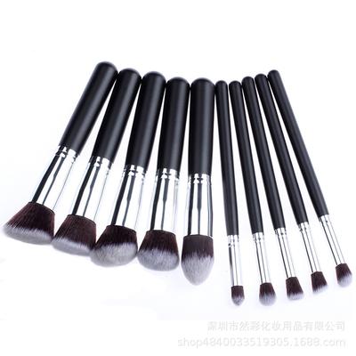 Gold and Silver Tube 10 Makeup Brush Set, Set of Brushes, Five Small Makeup Brushes Without Logo.