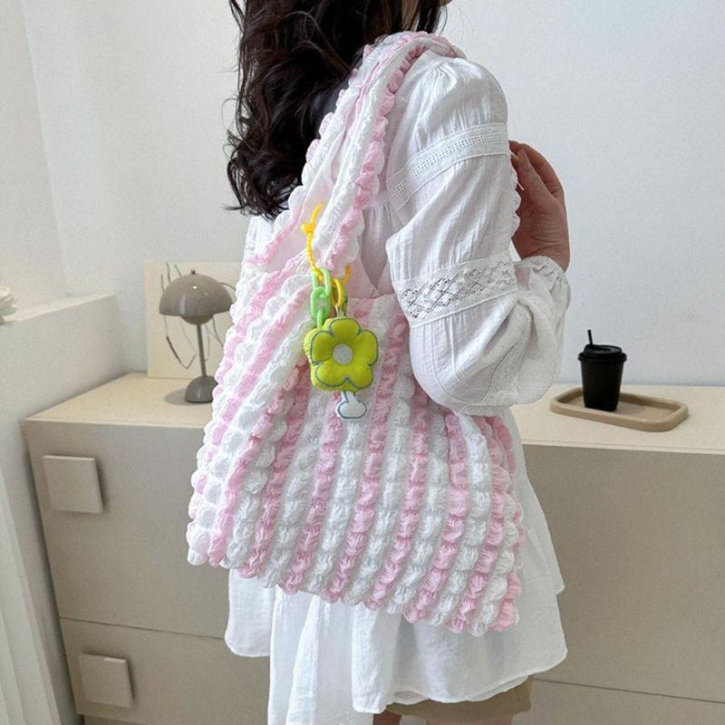 Neue Frauen Mädchen Große Kapazität Schulter Taschen Weibliche Tragetaschen Unterarm Taschen Casual Shopping Handtaschen (Anhänger nicht im Lieferumfang enthalten)