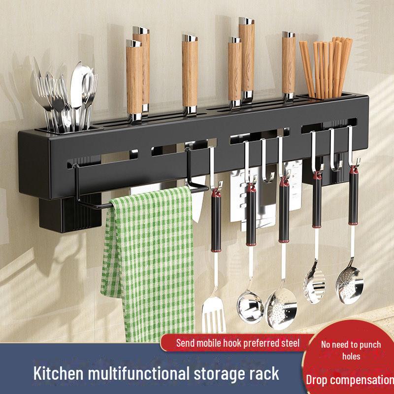 Stainless Steel Wall-Mounted Knife Holder & Chopstick Tube