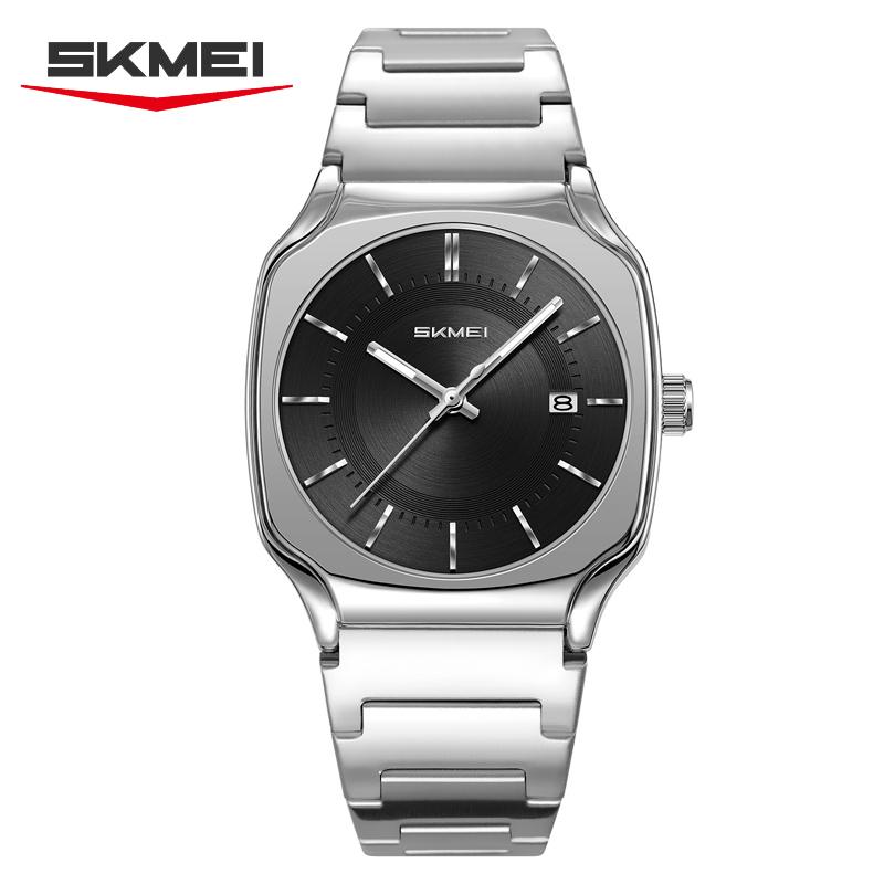 Skmei 9380 Classic High Quality Mens Quartz Watch Best Stainless Steel Band Waterproof Date Display Character Casual Hand Watch