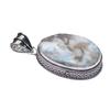 Larimar Natural Gemstone Antique Silver Plated Pendant 2.25" J 2148
