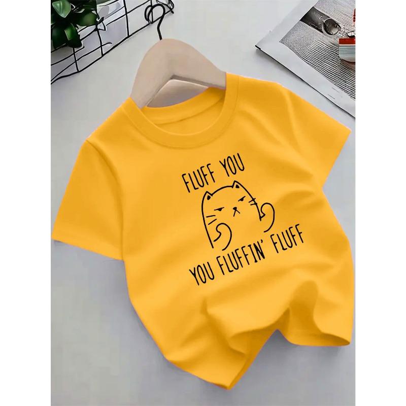 European sizes ' Cute Kitten Print Short Sleeve T-Shirt - Summer Cat & Paw Print Top with Round Neck, Soft -like Casual Blouse-like Style,