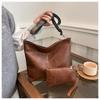 Cheap new fashion portable shoulder women's bag large capacity bucket bag solid color versatile mother and child bag leather