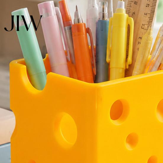 Modern Desk Decoration Creative 3D Printed Cheese Pen Holder, Cute Desktop Organizer, Plastic Stationery Holder Multifunctional Storage Ornament