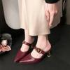 Fashion High Heel Slippers Summer New Sharp Head Shallow Mouth Metal Buckle Set Foot Anti-slip Wear-resistant Heel Shoes