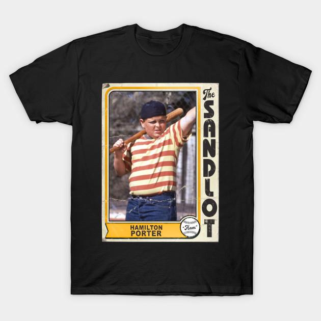 

Men Black Print T-shirt Hamilton Ham Porter Vintage The Sandlot Trading Card No-Cut Transfer Paper Print Cotton Tshirt S чорний
