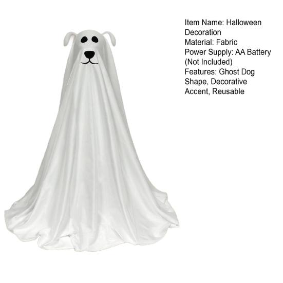 Halloween Decoration Light-Up Spooky Ghost Dog Statue Battery Operated Remote String Lights Front Door Porch Yard Lawn Decor
