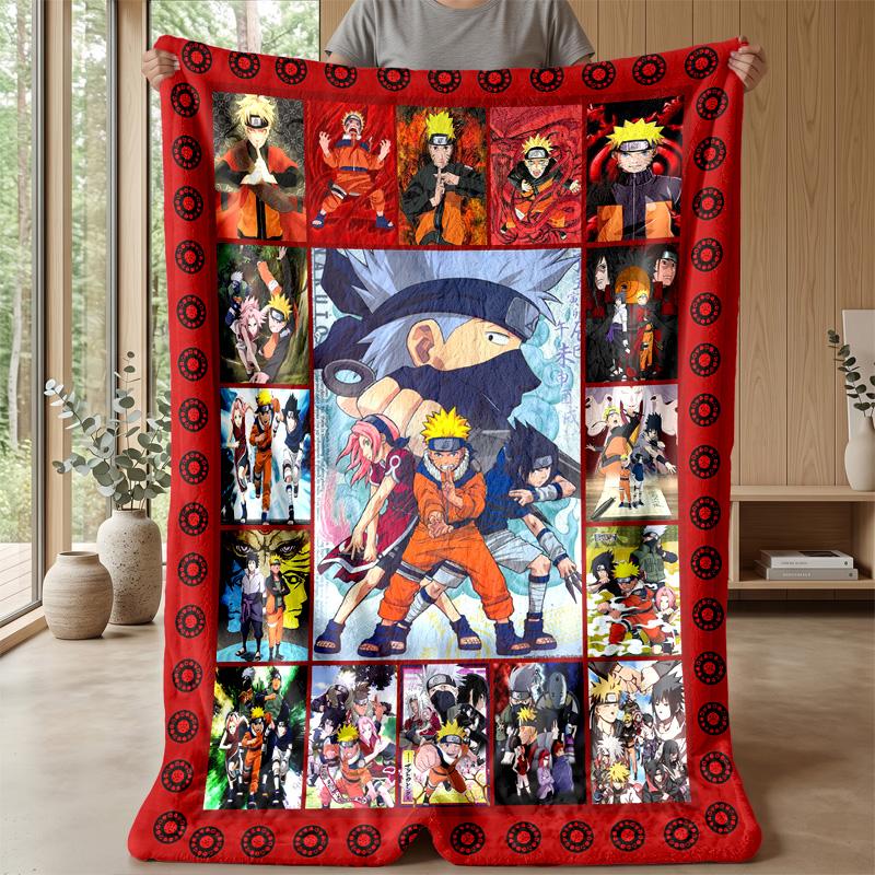 Naruto Printed Flannel Blanket Skin Friendly Warm Decorative Throw for Indoor Couch Bed Daily Use