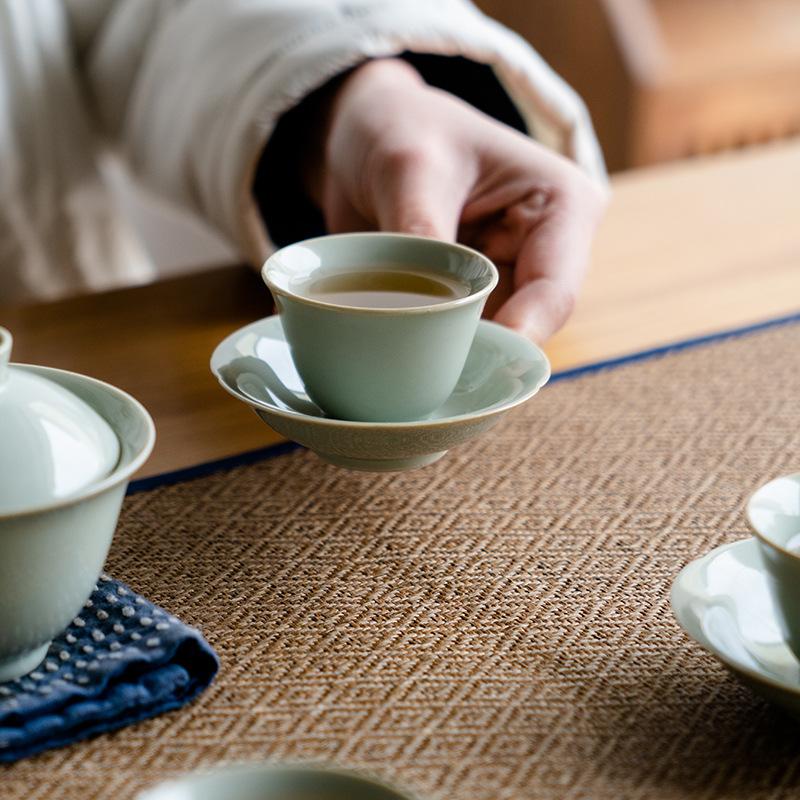 Song Qing Five-petal Coaster Handmade Ceramics Tea Holder Kung Fu Tea Set Tea Ceremony Accessories Retro Cup Holder Cup Coaster