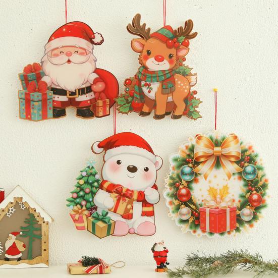 Glowing Santa Door Hanger LED Christmas Decor with Reindeer Snowman DIY Lighted Holiday Hanging Ornaments for Window Mantel Decorations