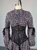 2024 Summer Sweet Print Waist-Cinching Long-Sleeve Lace Dress for Women