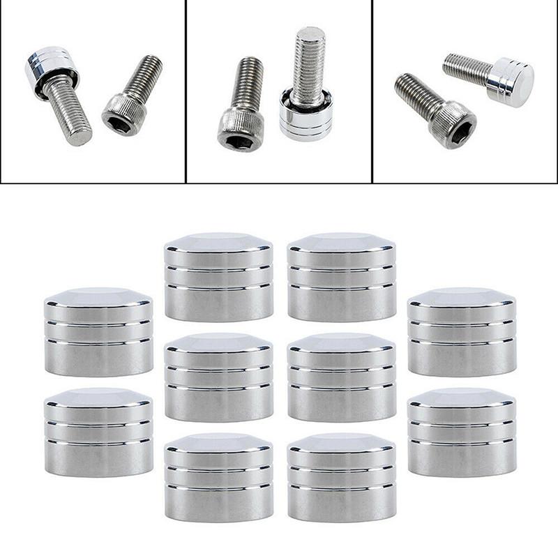 10 pcs Motorcycle Spark Cap Plug Screw Engine Head Bolt Cover Chrome for Motorcycles with 7/16" ( 11.5mm)
