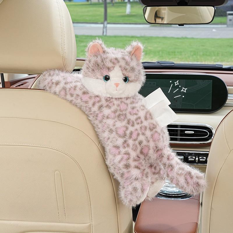 Car Tissue Box Cute Cat Car Tissue Box Plush Doll Car Hanging Cardboard Box Creative Cartoon Tissue Bag Women