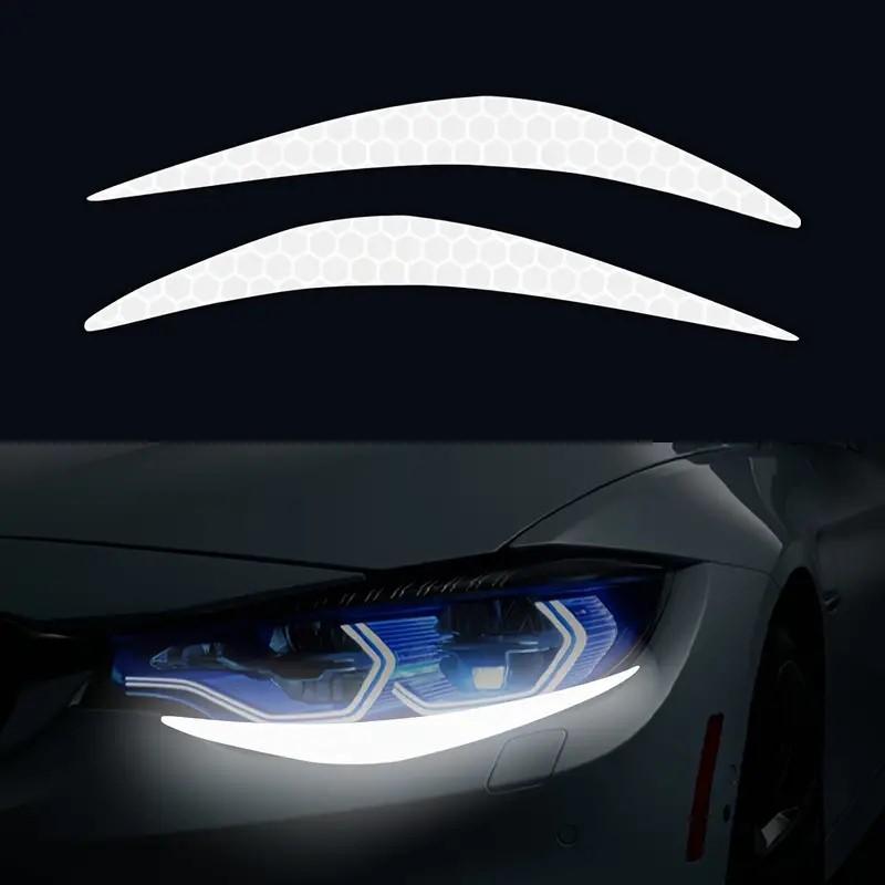 1Pair Auto Reflect Decoration Stickers Car Headlight Stickers Reflective Trim Night Strips Warning Safety Car Driving Eyebr S9Z9