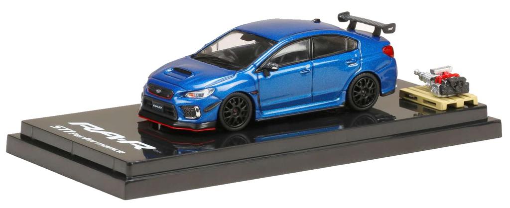 HJ64 Subaru WRX STI with optional display WR Blue finished product HJ641040BL 1/64 RA-R equipment/engine model, Pearl,