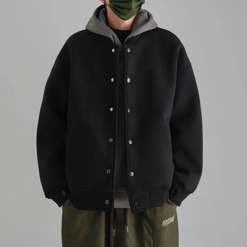 Jaqueta de Uniforme de Beisebol Masculina de Tamanho Grande, Pelúcia Peluciada Espessa, Outono e Inverno, Marca da Moda, Solta Casual