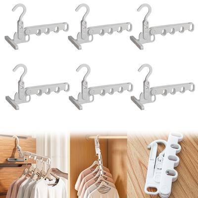 Clothes Drying Foldable Convenient Usable Extendable Hanger Indoor Clothes Drying Use Wall-Mounted Rack, 6-Pack, Hanger, Storage, Space-Saving,