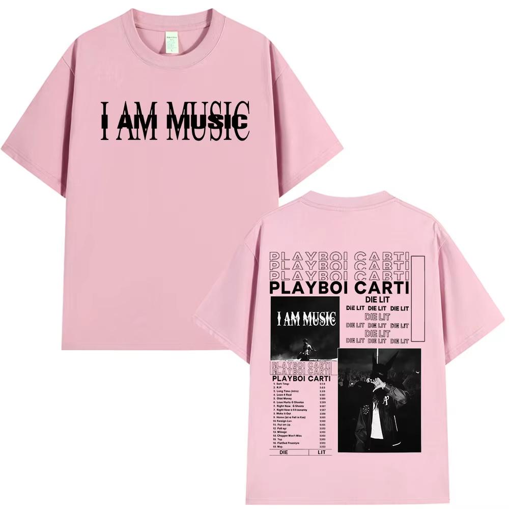 Rapper Playboi Carti I AM MUSIC graphics 100Cotton music Tshirt Men 2026 New Summer Hip hop unisex Short sleeve shirt fan gifts