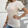 European and American Spring and Summer Round Neck Lace Patchwork Short Sleeved T-shirt Casual Top Fashionable Women's Clothing