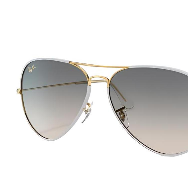 RayBan Color-blocking styling design Metallic aviator sunglasses Unisex Couple Gold